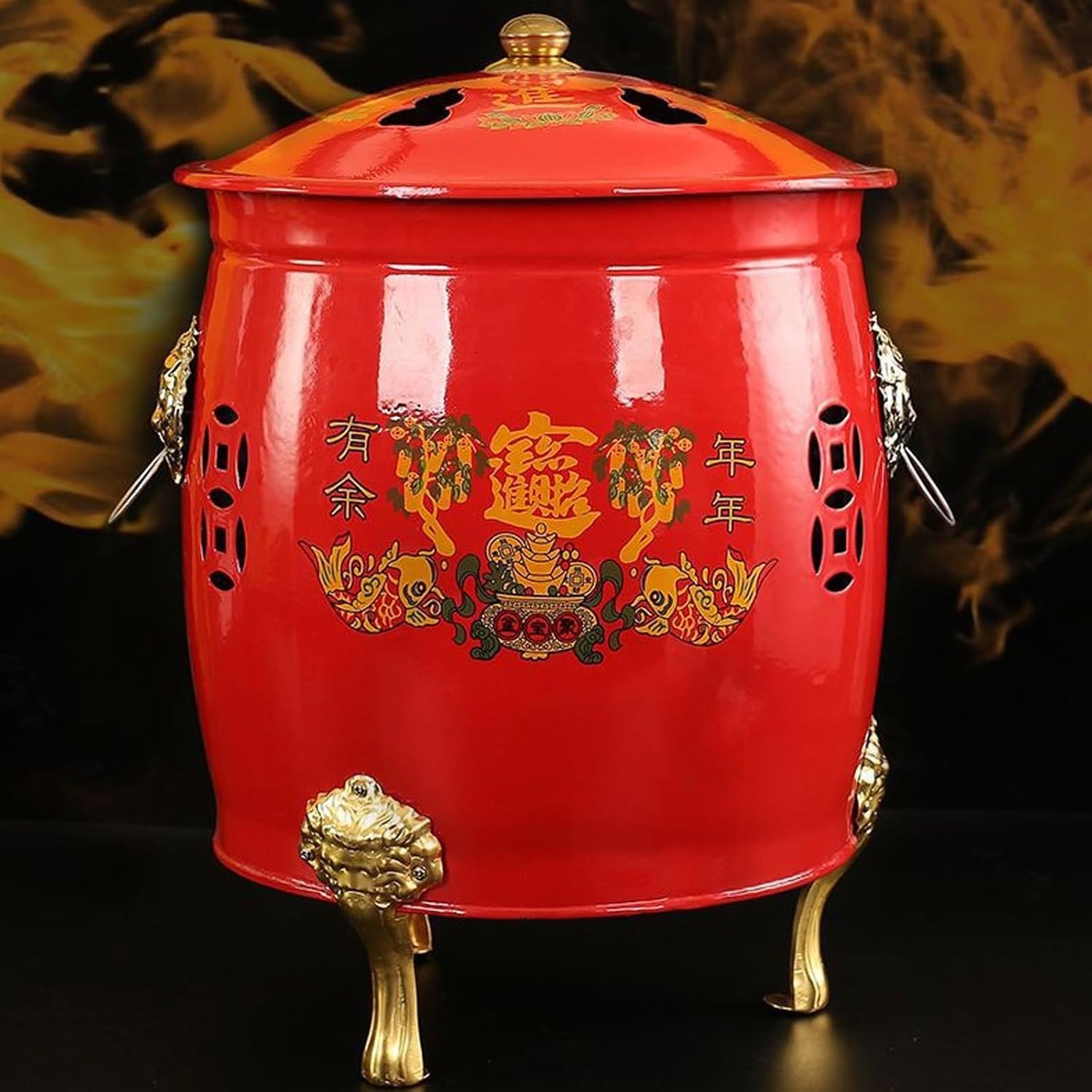 Fire Pit, Burn Barrel, Galvanized Trash can, Including Tripod, Fire Hook, for Garden Paper Leaf Trash Wood Backyard Bonfire(30cm/12in)