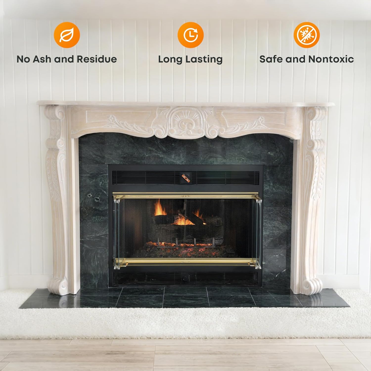 Stanbroil Large Ceramic Gas Logs, 9 Piece Set of Decoration Ceramic Wood Logs for All Types of Ventless, Gel, Ethanol, Electric, Gas Inserts, Propane, Indoor or Outdoor Fireplaces & Fire Pits