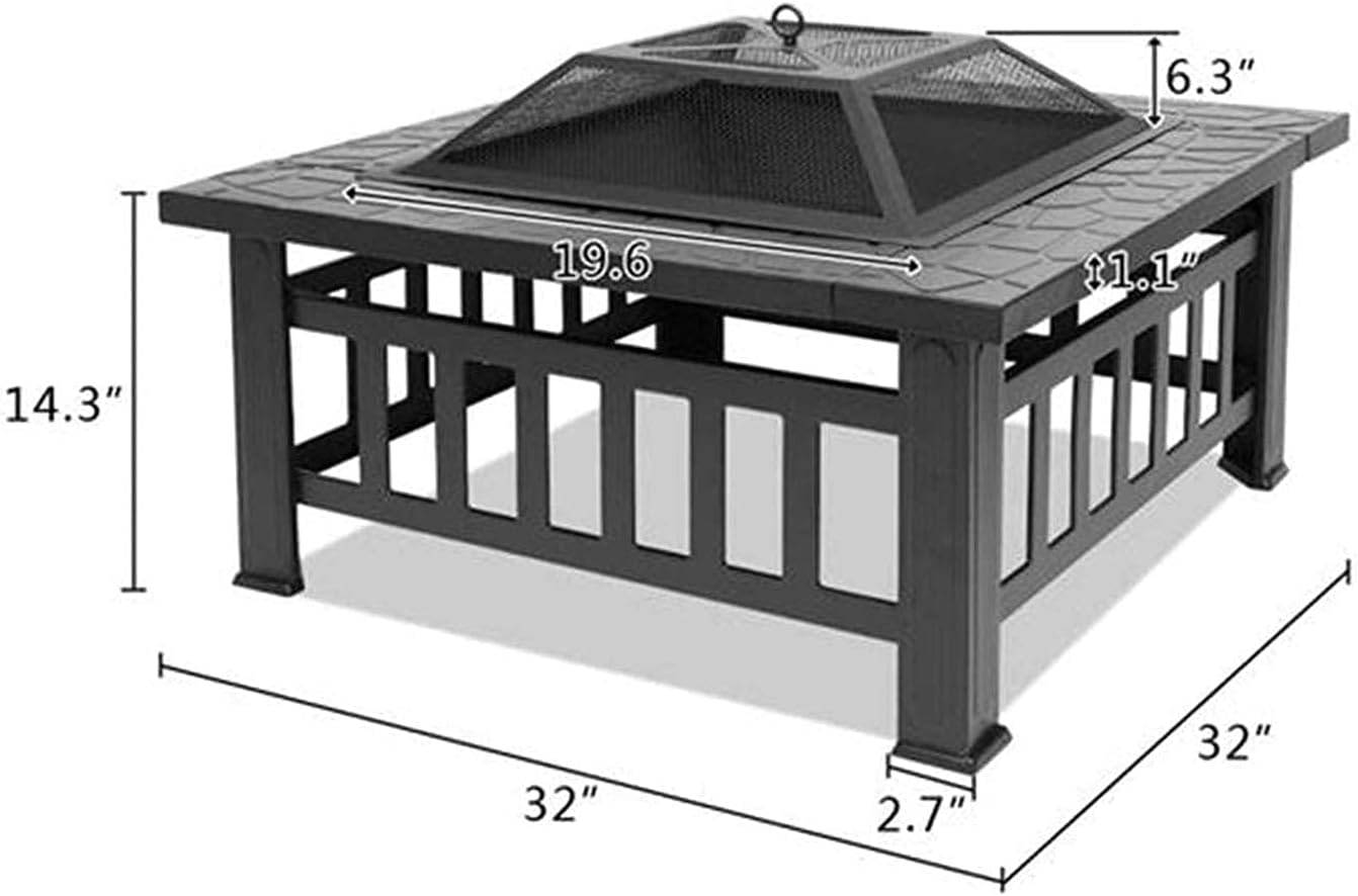Small Firepit, Fire Pit Steel Folding Outdoor, Grill Camping Bowl BBQ with Poker Ice Pit Garden Patio Heater Metal Firepit for Outside Camping Barbecue