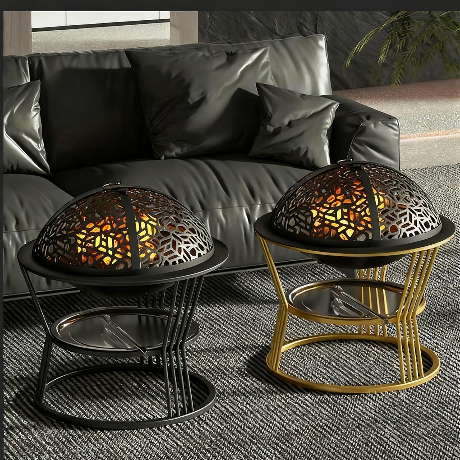 Bonfire Stove with Spark Screen, Chiminea, Fire Pits for Outside Wood Burning,Incinerator Burn Barrel, Applicable to Burning Backyard, Patio, Garden, Beaches(Black,56cm/22in)