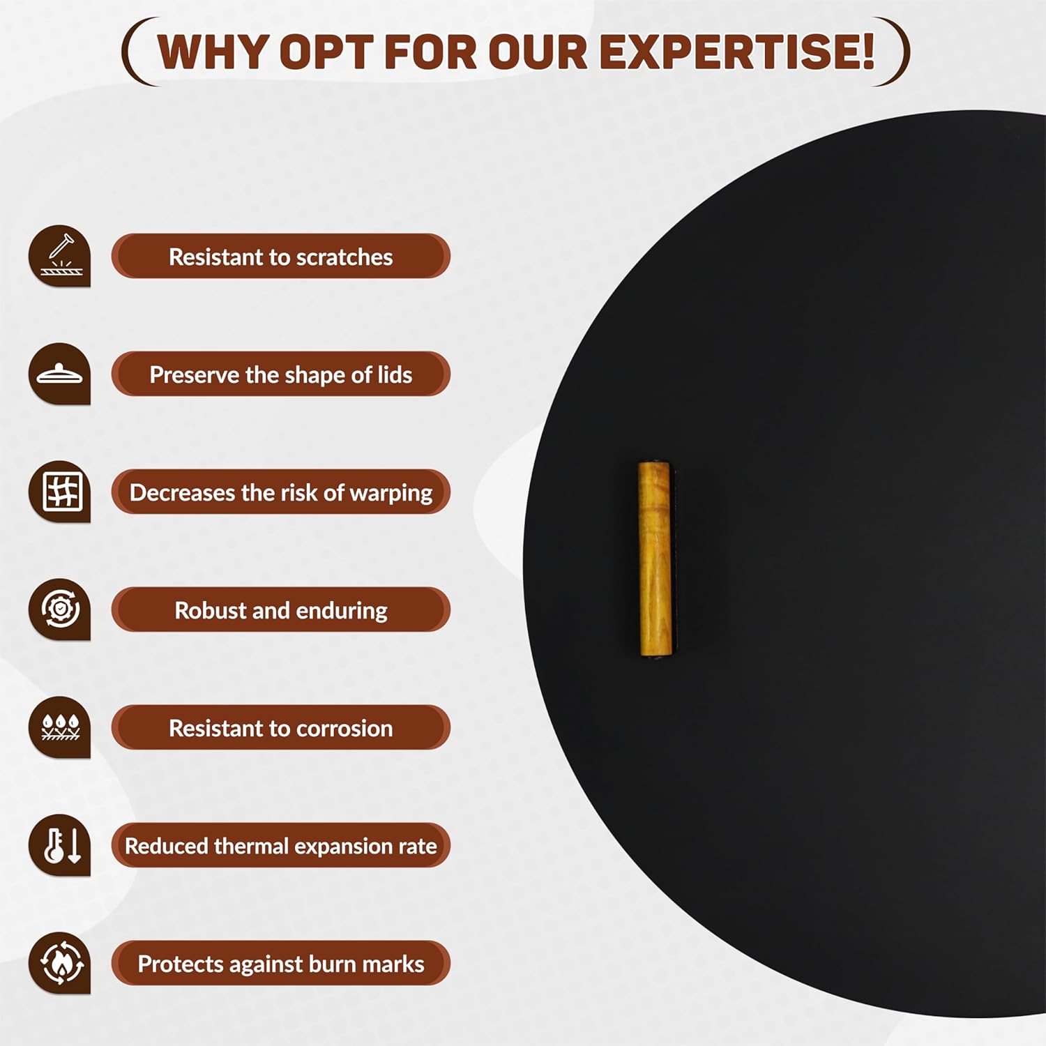 31” Round Fire Pit Lid – Heat Resistant Fire Pit Cover Lid Round for Outdoor Fireplace -16 Gauge Steel Flat Fire Pit Burner Pan Cover with Dual Wooden Handles Snuffer Lid for Patio FirePit Ring