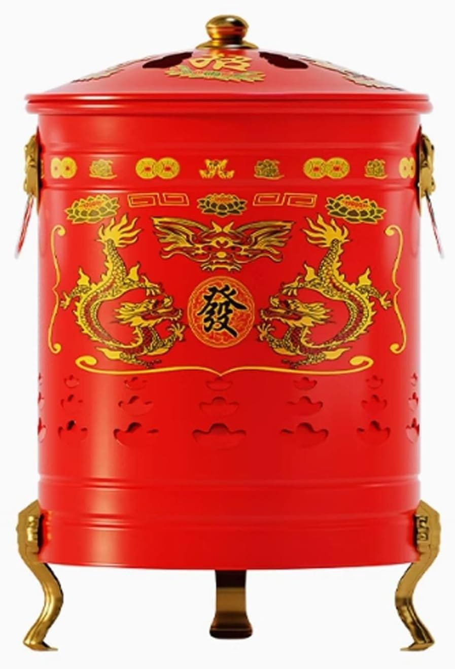 Burn Barrel,Metal Burn Barrels for Outside, Garden Fire Pit Cage Yard Debris Furnace Burning Bin Bucket with Lid(35x59cm/13.8x223.2in)