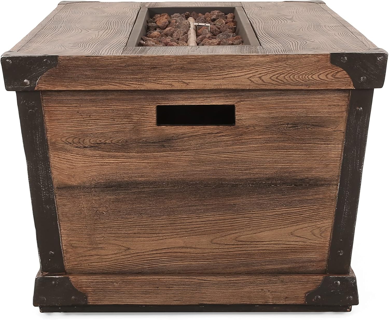 Christopher Knight Home Delany Outdoor 50,000 BTU Rectangular Fire Pit (No Tank Holder) - Lightweight Concrete - Brown