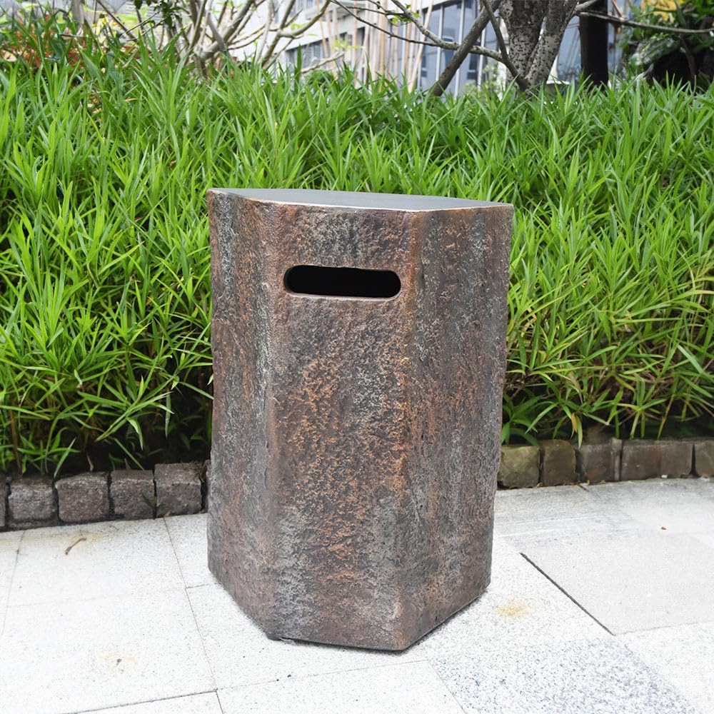 Elementi Columbia Propane Tank Cover Fire Pit Accessories Round 19 Inches Concrete Outdoor Side Table Fits Standard 43 Pound Propane Tank Hideaway Table