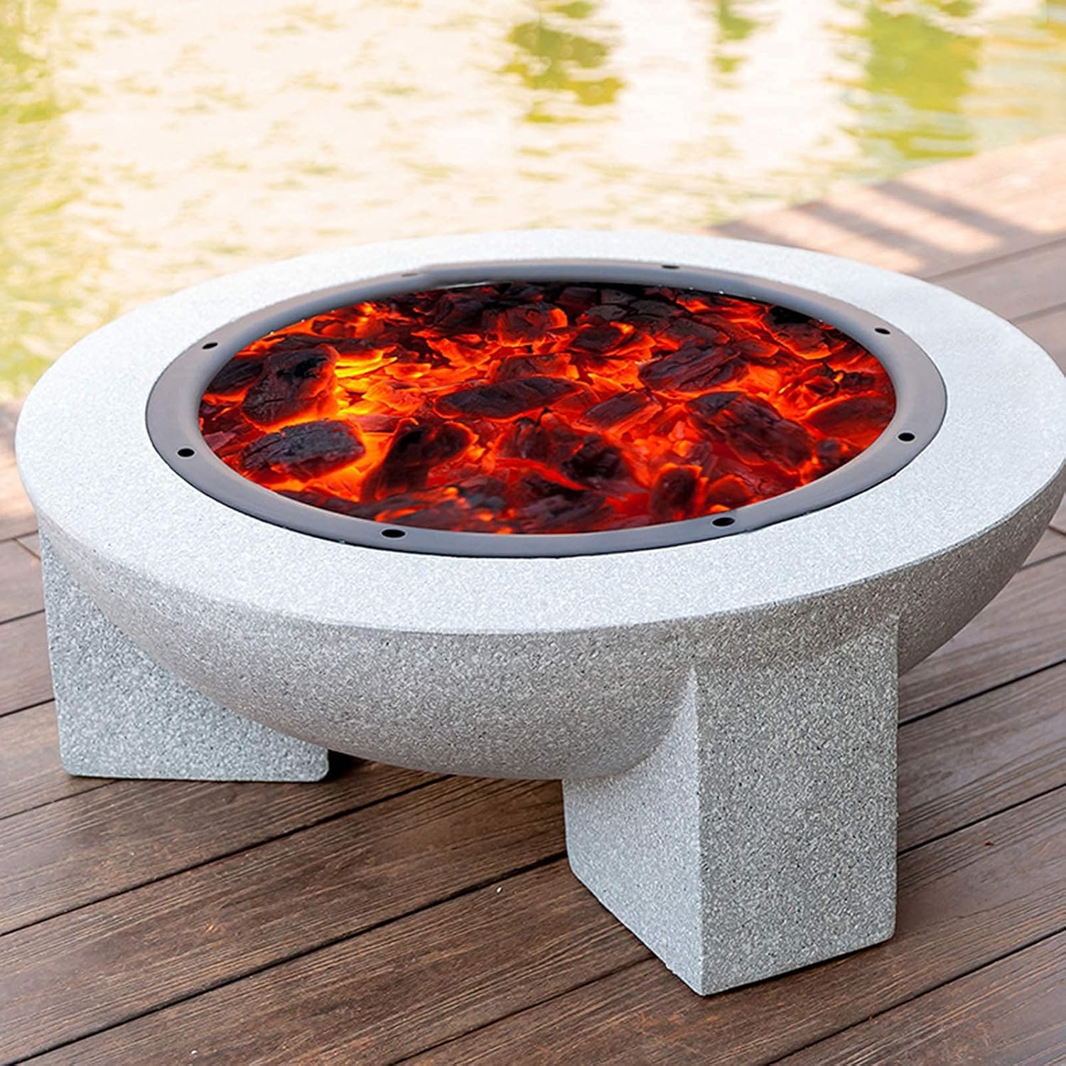 Small Firepit, Fire Pit for Outdoor Garden Patio, Heater Grill Camping Bowl BBQ with Poker 4 in 1 Firepit for Barbecue with AntiMosquito Cover