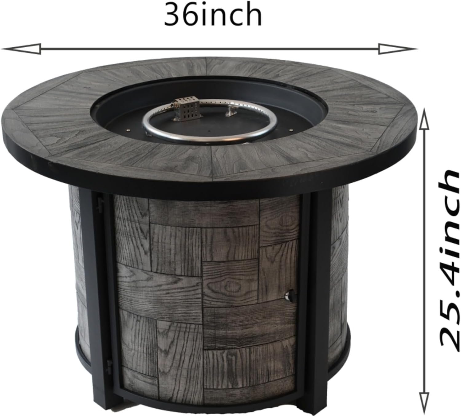 Outdoor Propane Fire Pit Table 50,000 BTU, 36-Inch Square Stonecrest Gas Fire Pit for Patio,Concrete Propane Fire Table with Lava Rocks,Waterproof Cover, Acacia Wood Look,Magnesium Oxide Construction
