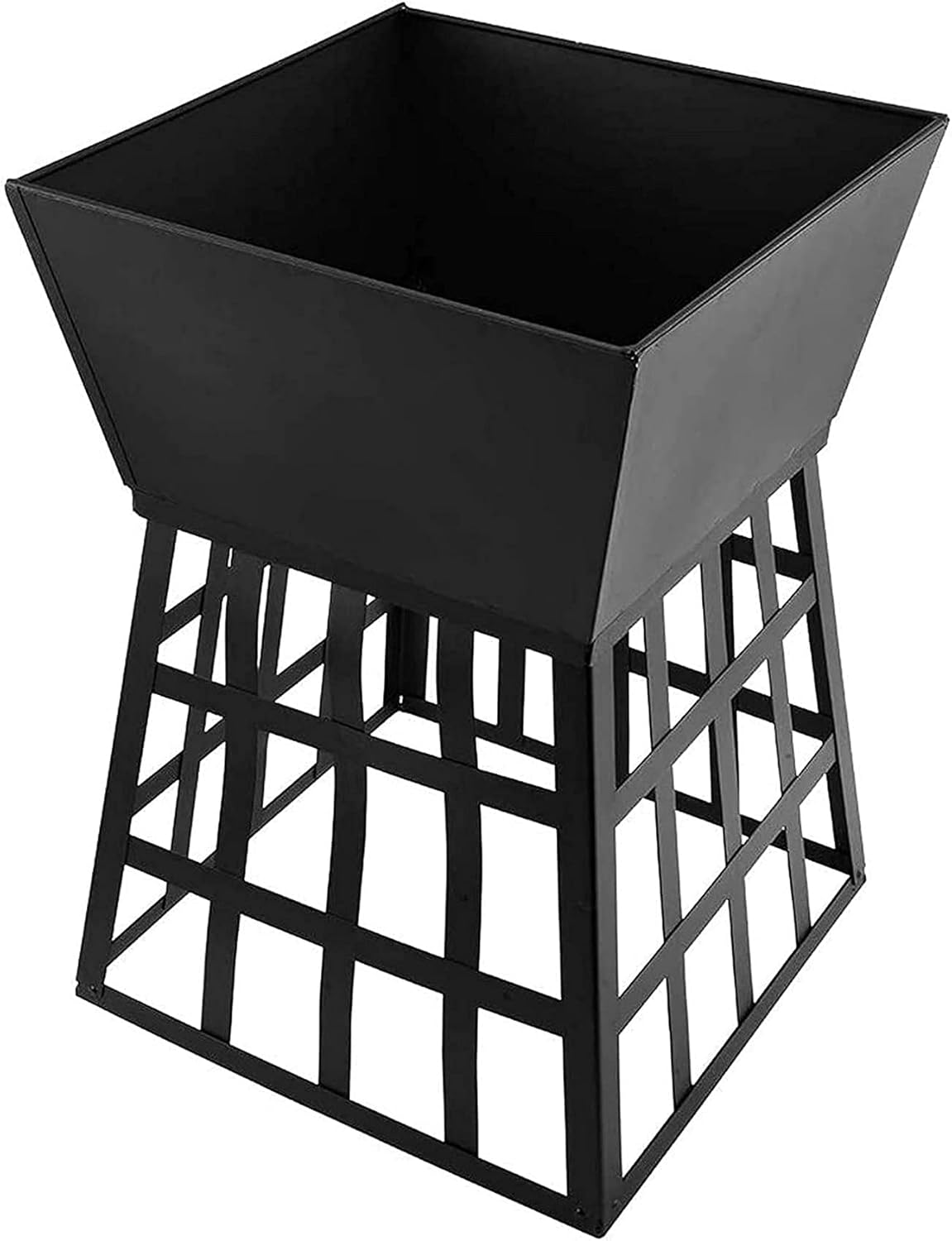 Outdoor Metal Firepit Square Charcoal Grill Burning BBQ Fire Pit Portable Backyard Patio Garden Stove Barbecue Cooker