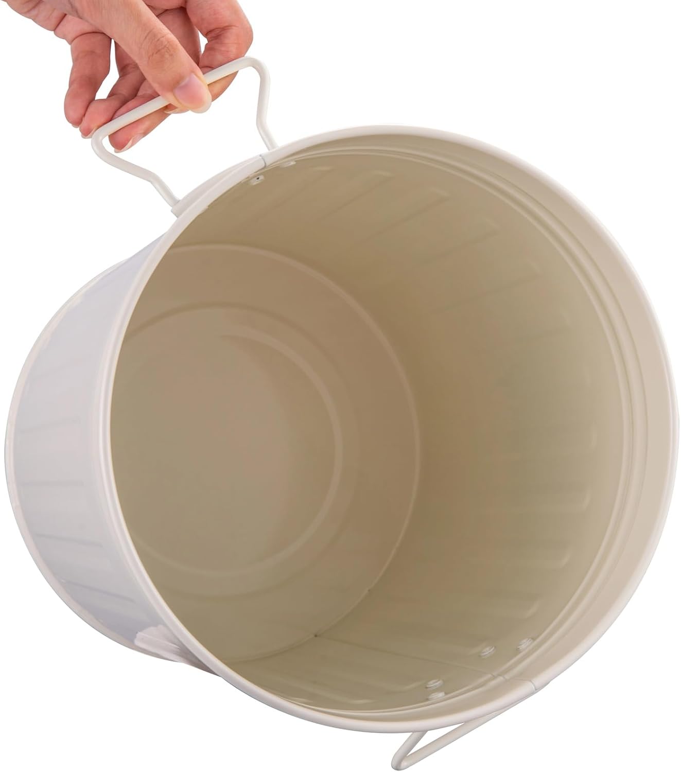 Galvanized Trash can, Burn Barrel, Burn Pits for Backyard, Fire Pit, for Paper Leaf Paper Trash Wood Backyard Bonfire(White,22cm/9in)