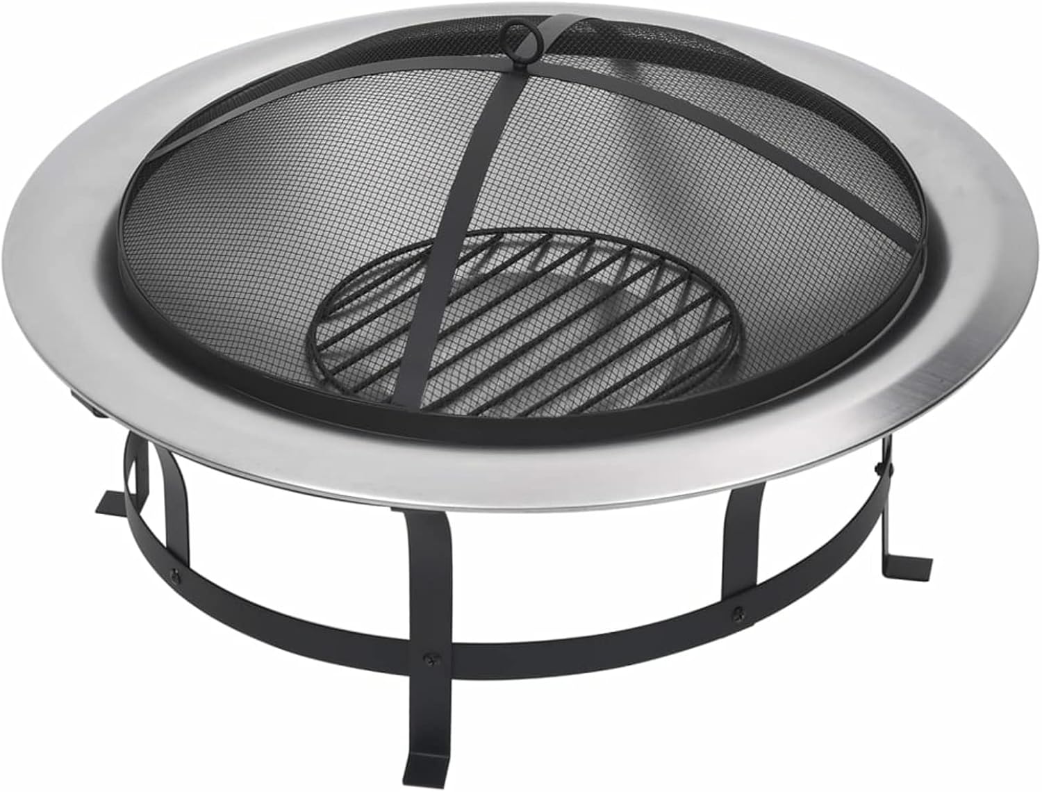 Outdoor Fire Pit with Grill Stainless Steel 29.9