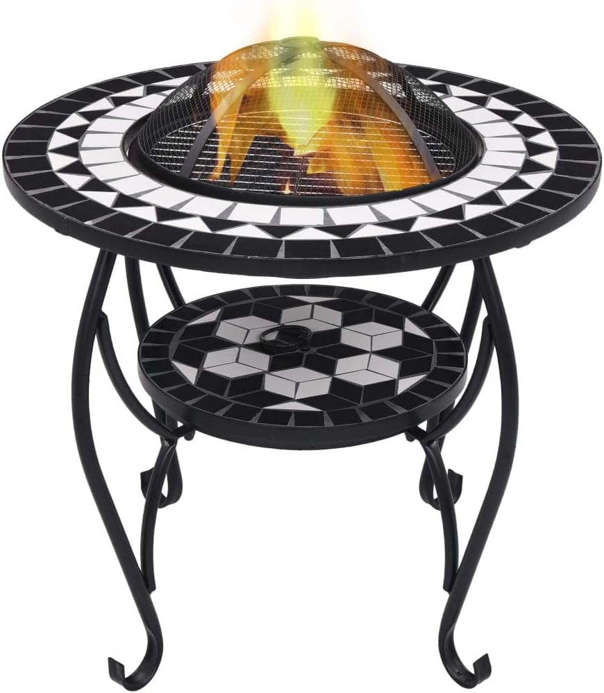 Mosaic Fire Pit Table Black and White 26.8