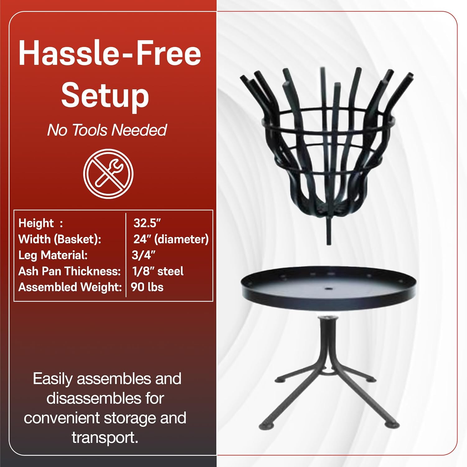 Grate Wall of Fire Tall Firepit – Heavy-Duty Self-Feeding Outdoor Fire Pit, 32½