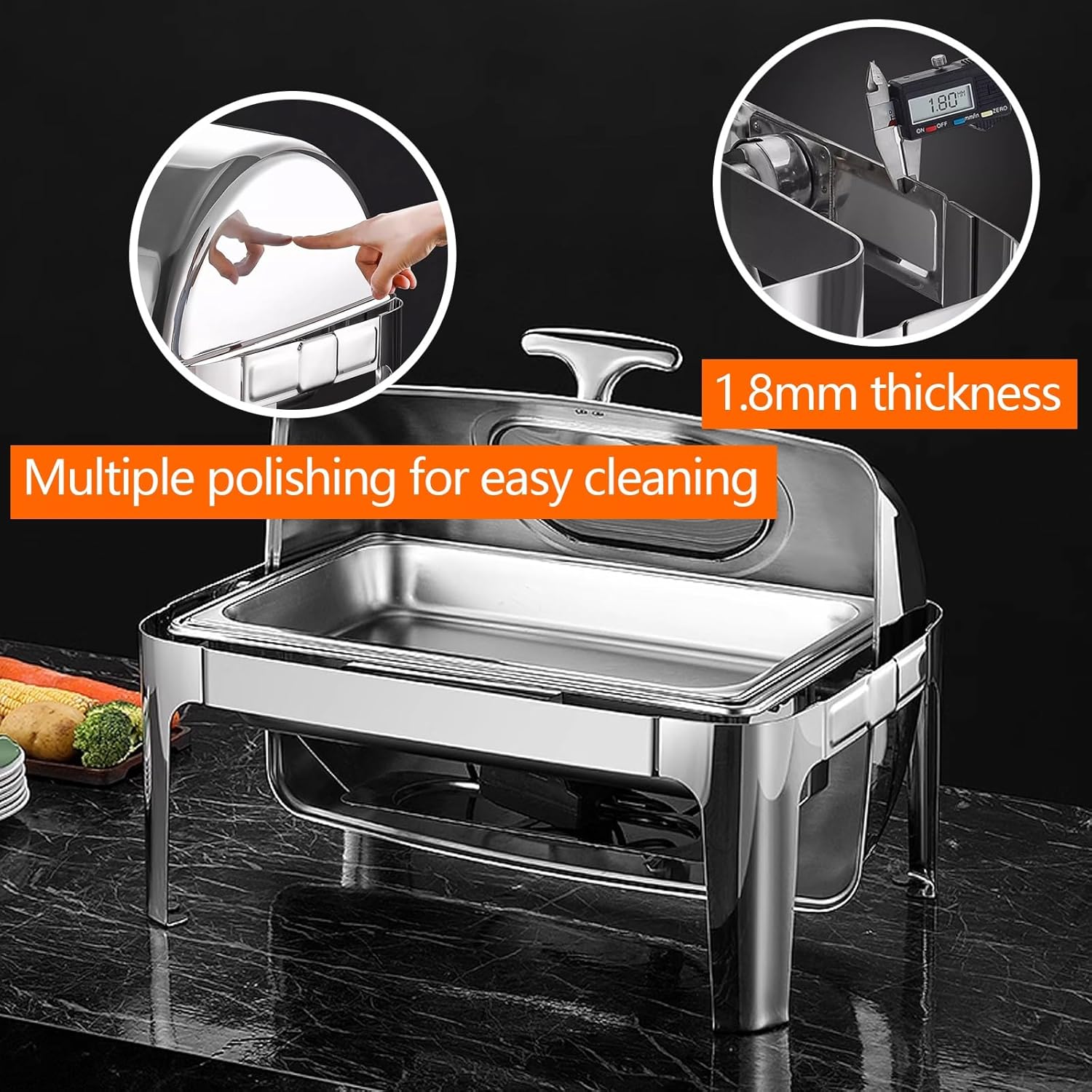 Food Warmers for Parties Buffet with Visible Lid Buffet Serving Dishes for Heating and Cooling, 9QT Stainless Steel Chafing Dish Buffet Set for Catering Party Event Serving