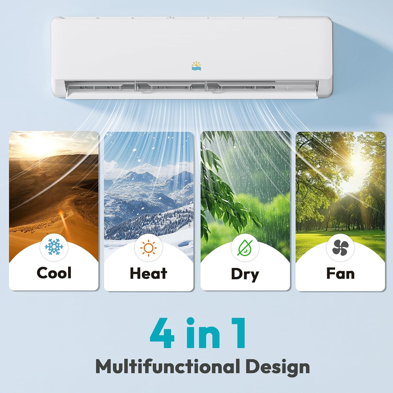 18000 Mini Split AC/Heating System - 19 SEER2 Mini Split AC Unit Inverter Heating and Cooling, 230v Energy Efficient Ductless Air Conditioner Up to 1250sq.ft, 24H Timer, Installation Kit