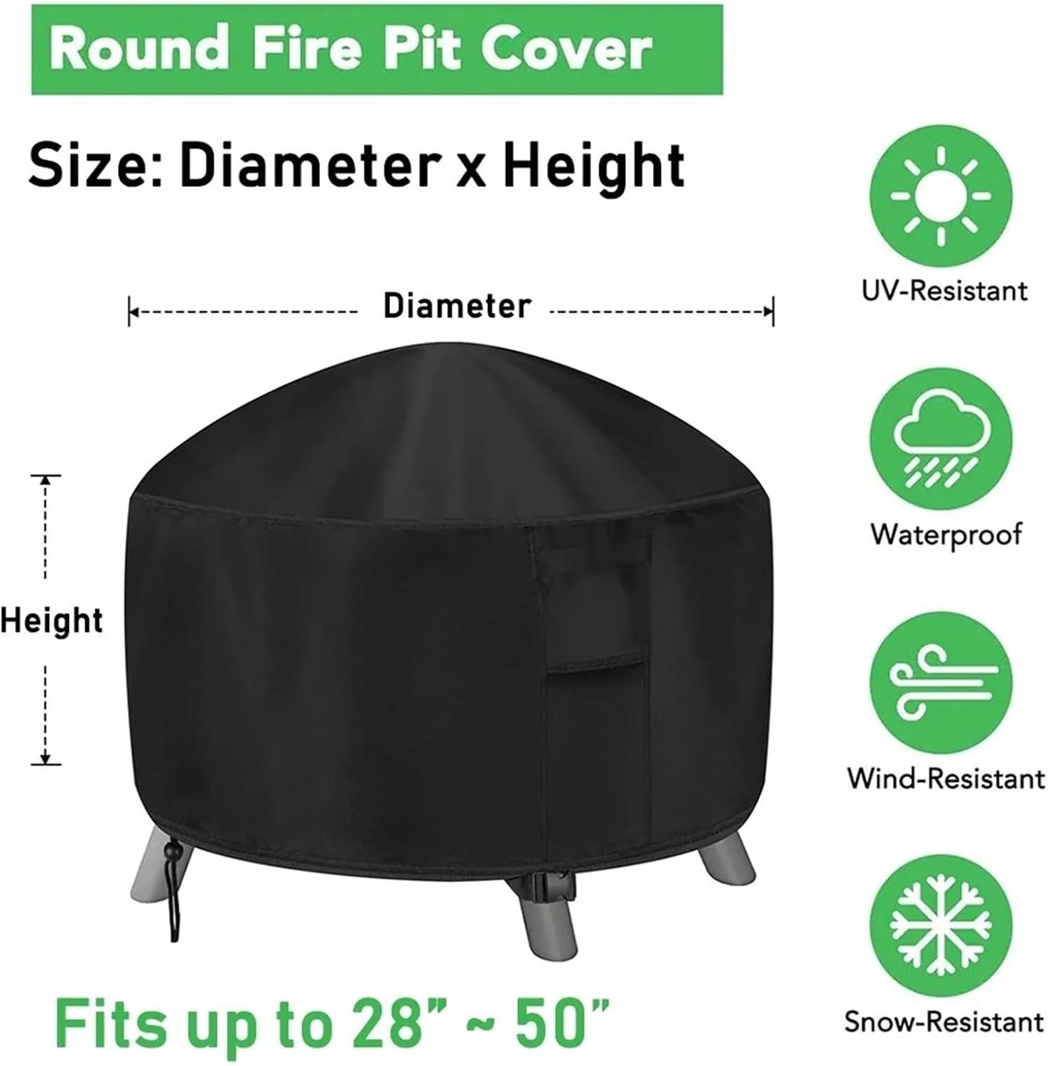 12 Size Heavy 600D Waterproof Patio Fire Pit Cover BBQ Grill Cover Outdoor Garden Yard Round BBQ Cover Table Covers Protector
