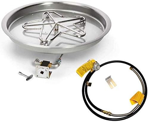 HPC Fire UL Listed Match Light Gas Fire Pit Kit for Small Tanks, 25-Inch Bowl Pan (PENTA25MLFPK-FLEX-LP-ST), Propane