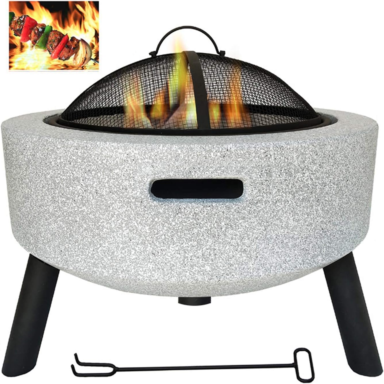 Small Firepit, Outdoor Fire Pits Table Top Fire Pit Outdoor Heaters & Fire Pit BBQ Grill Firepit Bowl Backyard Patio Garden Fireplace with Grill Grate