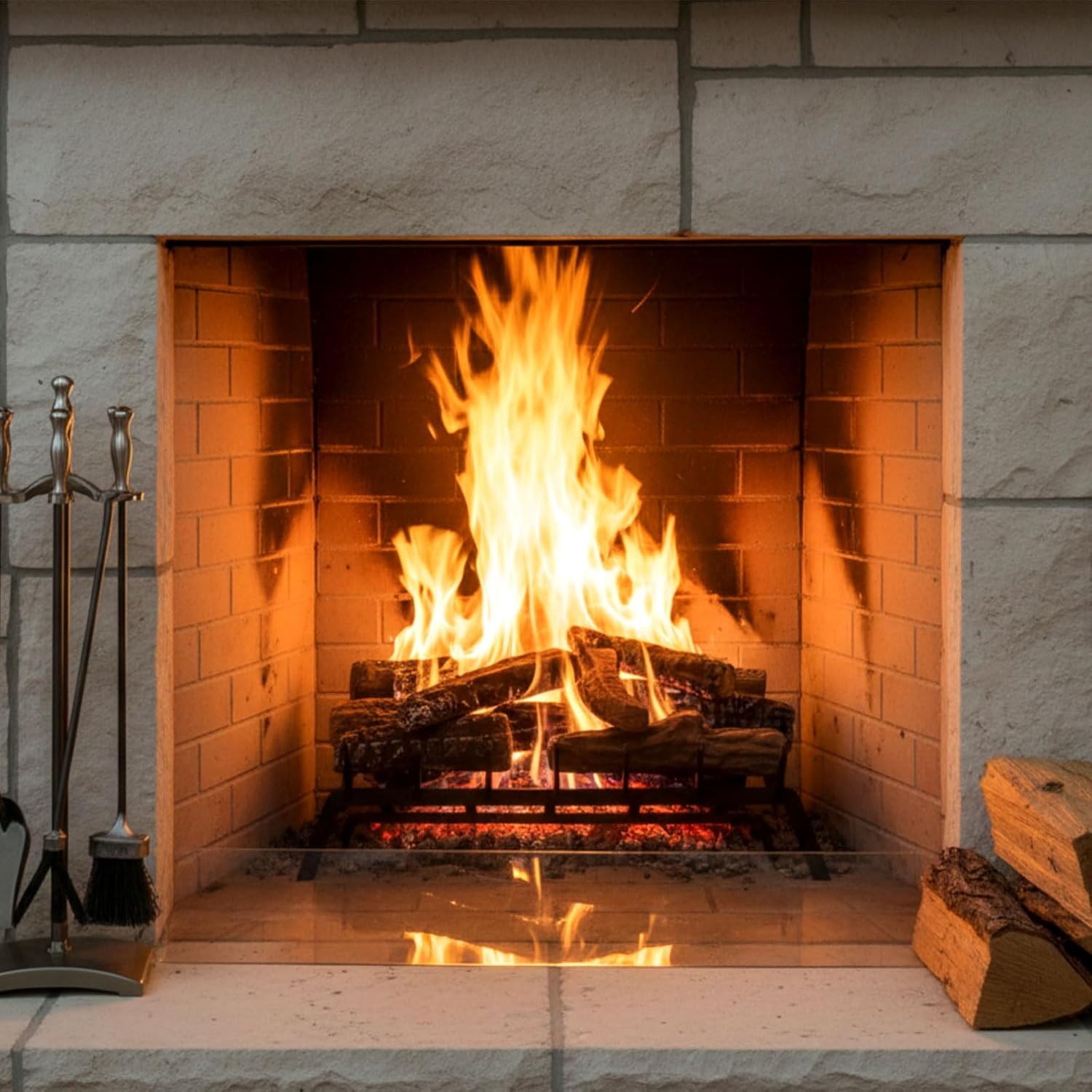 Sasylvia 12 Pcs Ceramic Logs Fireplaces Grate and 10 Lbs 0.8-1.6'' Lava Rocks for All Types of Gas Inserts, Ventless, Gel, Propane, Ethanol, Indoor or Outdoor Fireplaces Fire Pits Decorative