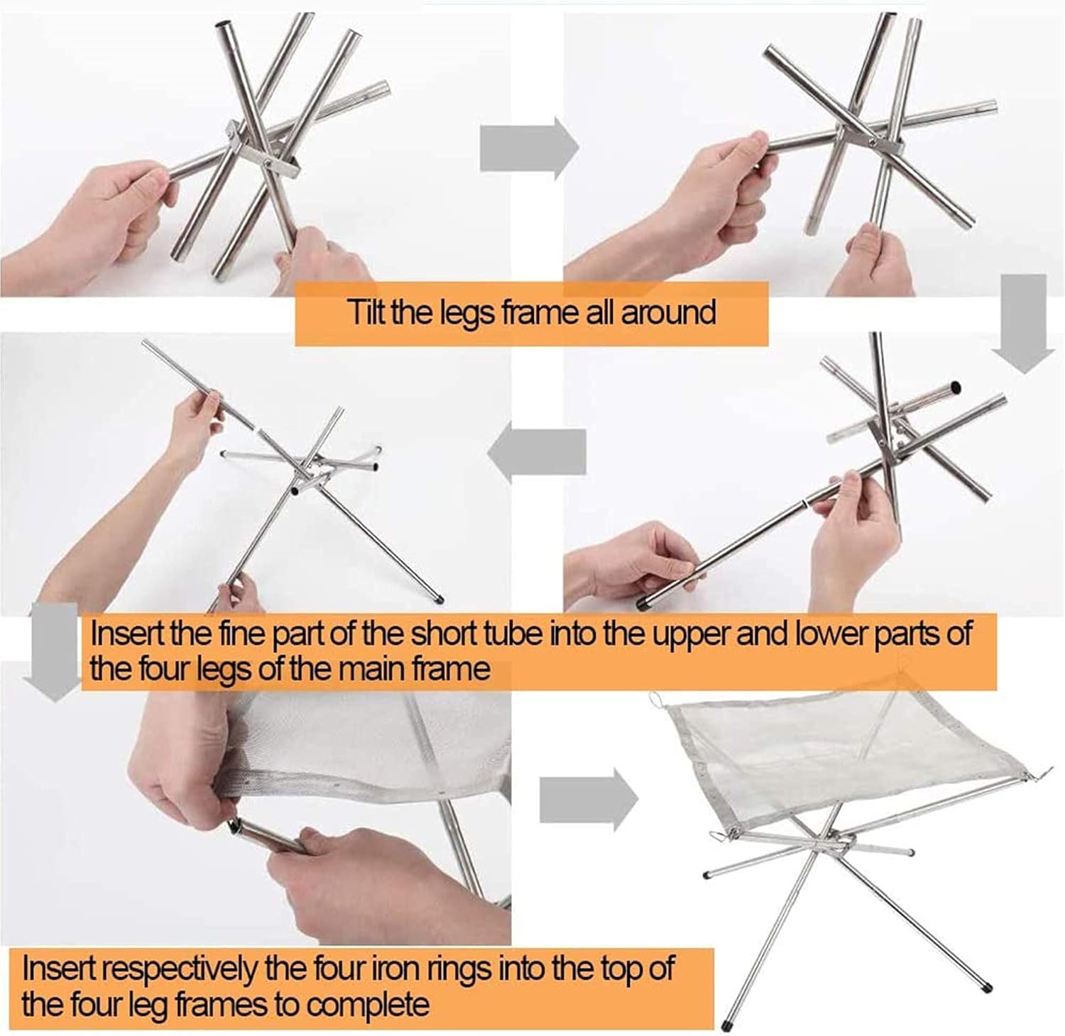 Portable Fire Pits for Bonfire Party,Outdoor Charcoal Firepit,Stainless Steel Mesh Fireplace,for Patio/Barbecue/Backyard/BBQ