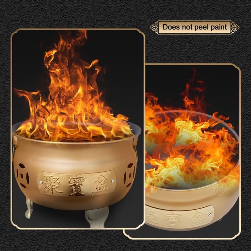 Fire Pit, Burn Cage, Garden Incinerator, with Lid and Handle, Trash Burning Containers, Burn Barrels for Outside, for Patios, Decks and Backyards(Gold)