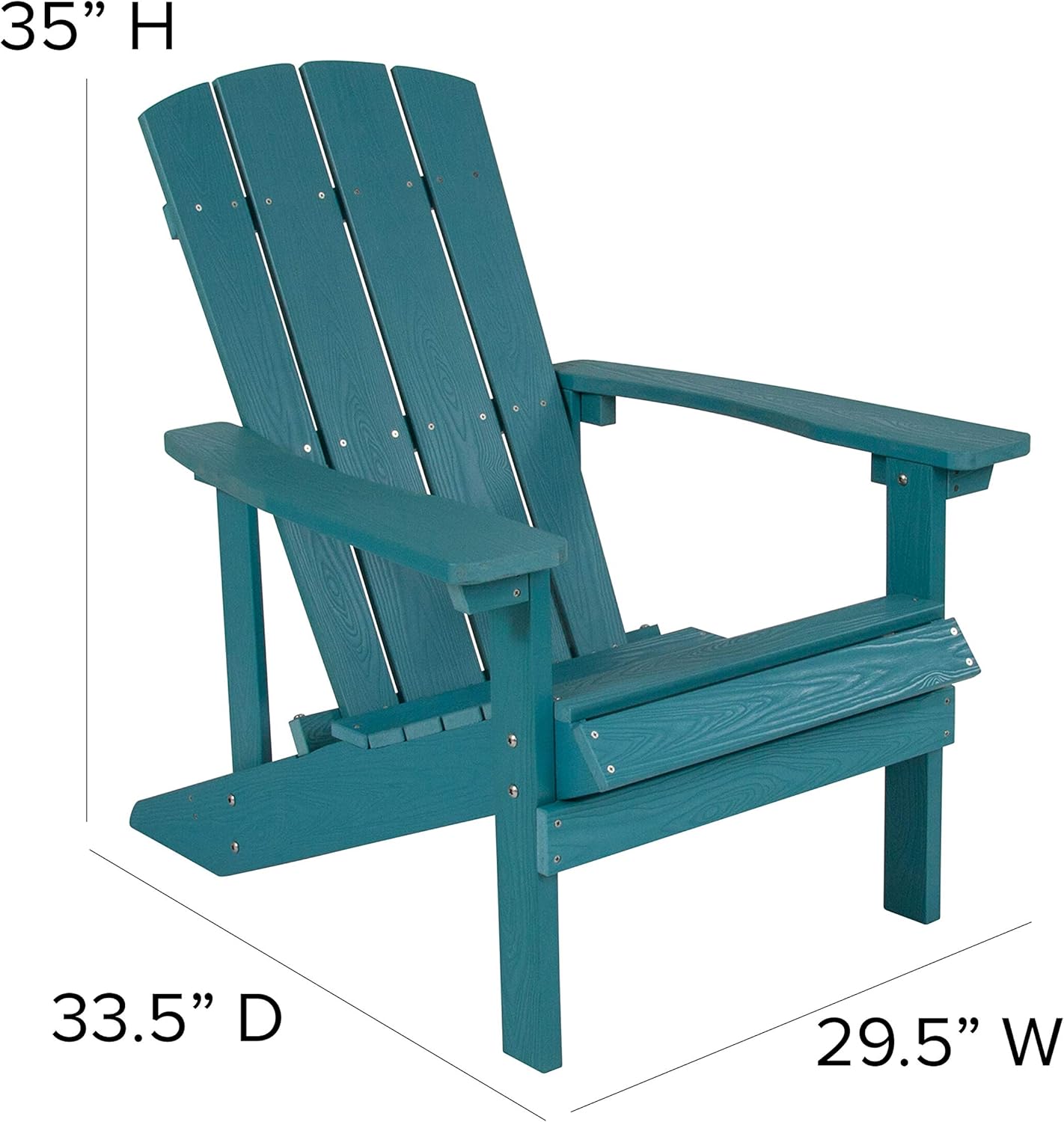 Flash Furniture 5 Piece Commercial Charlestown Adirondack Chair Set with Fire Pit - 4 Sea Foam Poly Resin Wood Chairs - Star and Moon Fire Pit with Mesh Cover