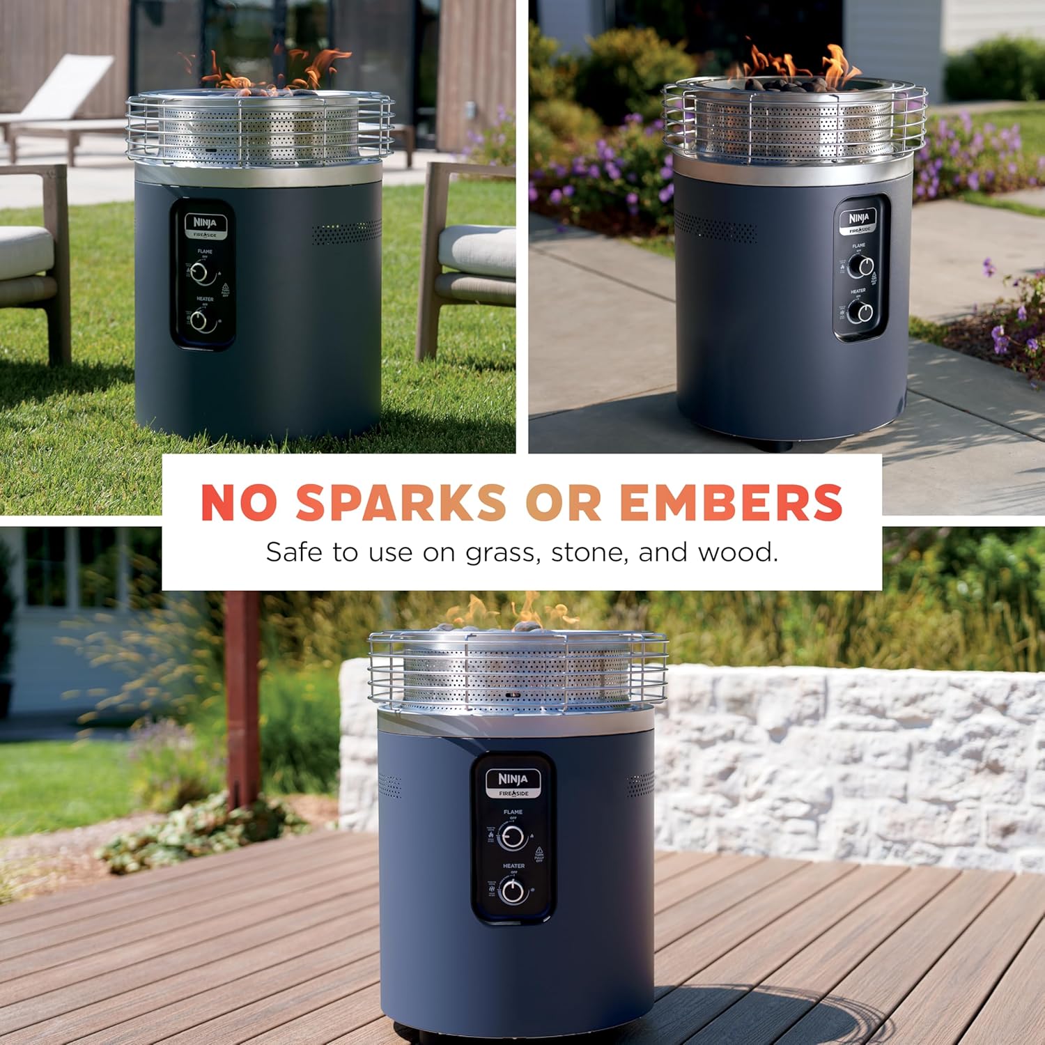 Ninja |Fireside360™ | Outdoor Heater & Fire Pit| 3 Modes: Flame, Heat, Flame & Heat| Portable for Patio, Deck, Camping, Beach | Easy Control Flames & Heat| Push to Start Ignition| Cyberspace | OF101CY