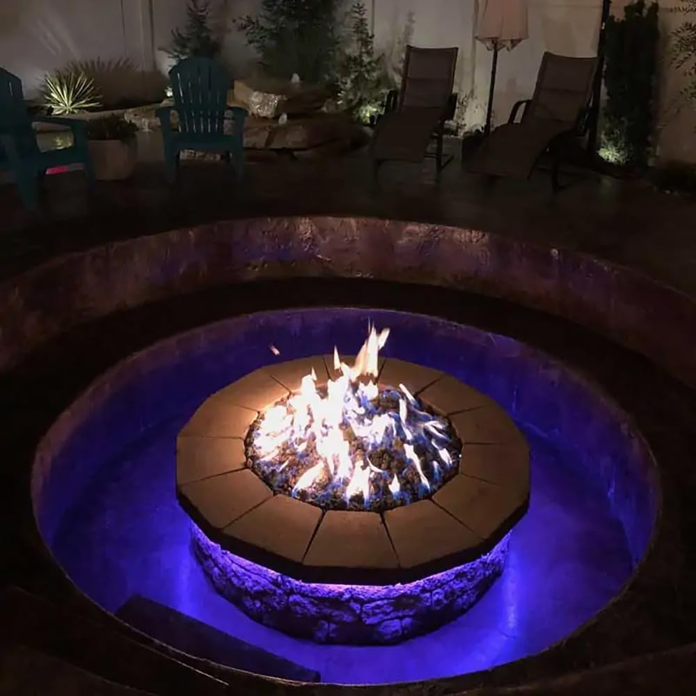 AFG Match Lit Fire Pit Burner Kit (SS-FR-18KIT-PAN-NG-MSCB), Round, 18-Inch Burner, 24-Inch Flat Pan, Natural Gas, Polished Chrome, with Flange, Key, Valve, Flex Line and Fittings