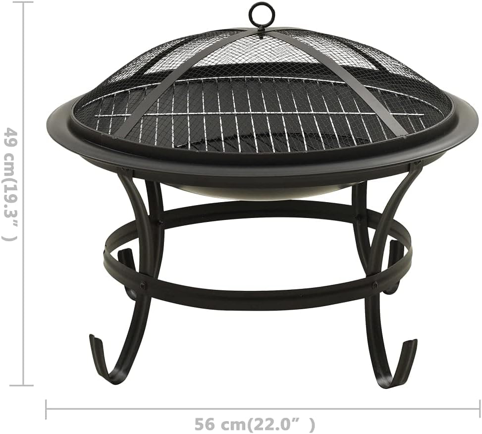 Outdoor Bonfire Pit,2-in-1 Fire Pit and BBQ with Poker, Outdoor Wood Burning Grill, for Camping Picnic Bonfire Patio Backyard Garden Beaches Park，22