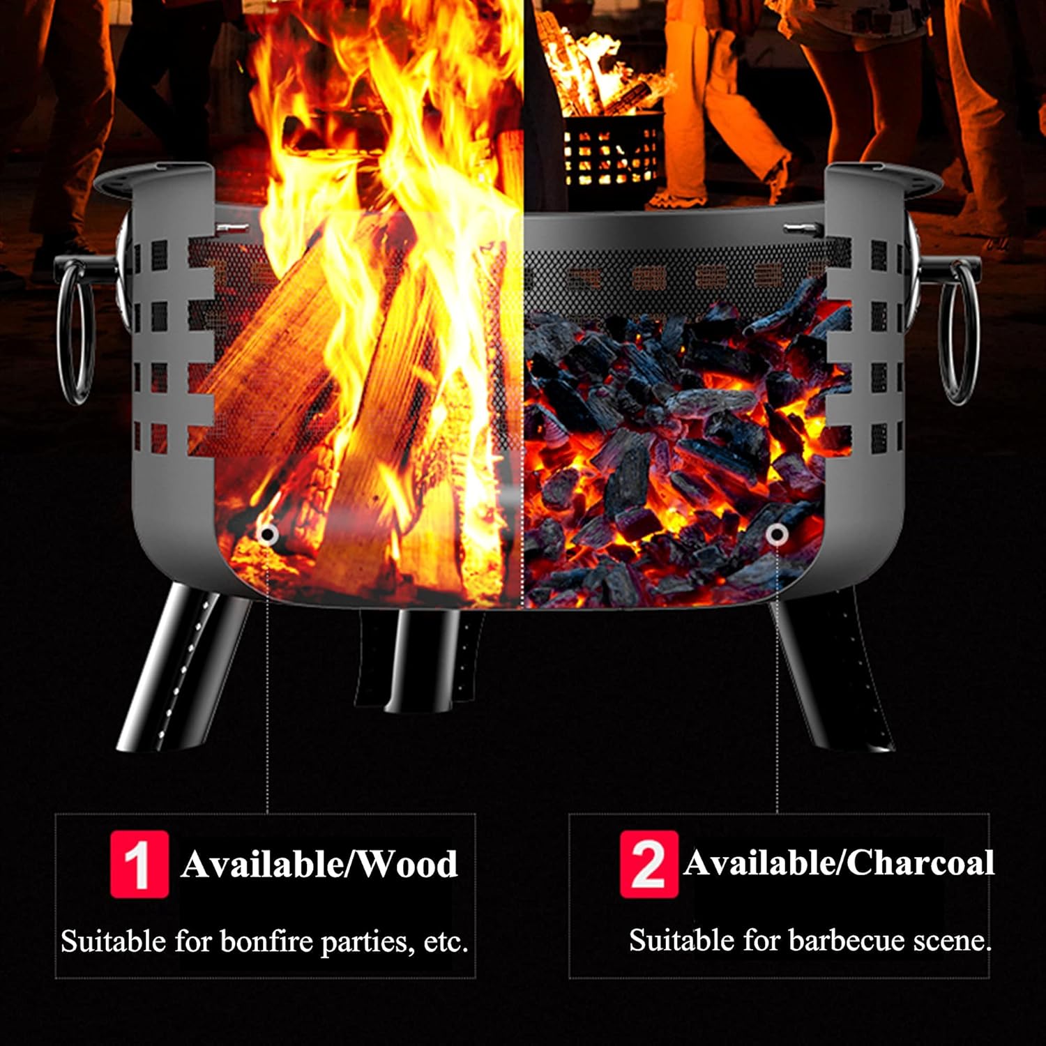 Multifunction Fire Pit & Bowl,Heating Campfire Barbecue Brazier,Outdoor Wood Burning Fire Pits