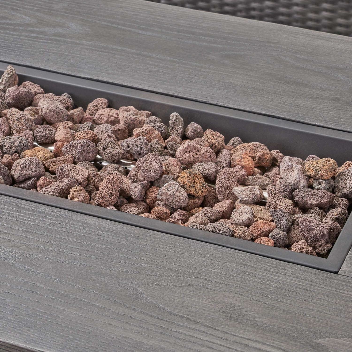 Christopher Knight Home Mason Outdoor 7 Seater Wicker Chat Set with Fire Pit, Gray/Silver/Gray