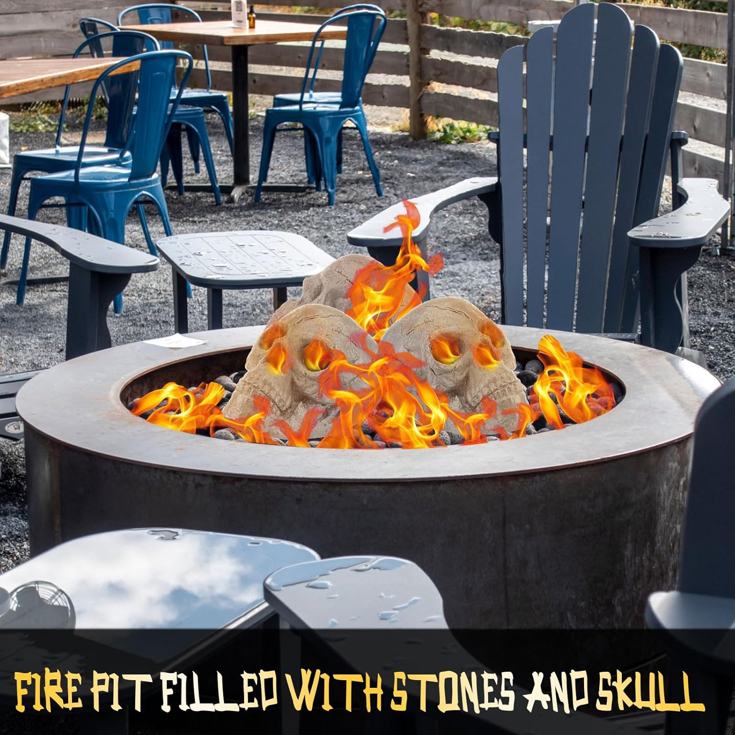 Zhehao 6 Pack Ceramic Fire Pit Skulls, 9 Inch Imitated Human Fireproof Skulls Bonfire Accessories Fake Logs Reusable Skull Firepit Stones for Outside Halloween Decor for Propane Wood Fires (Gray)
