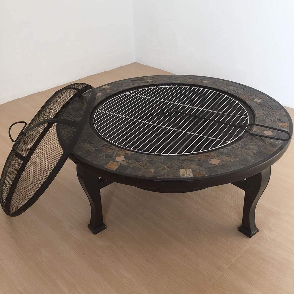 Fire Pits Outdoor Wood Burning Outdoor Fire Pit Large Bonfire Wood Burning Patio d Firepit for Outside with Round Spark Screen with Cover BBQ Cooking for Outside Camping