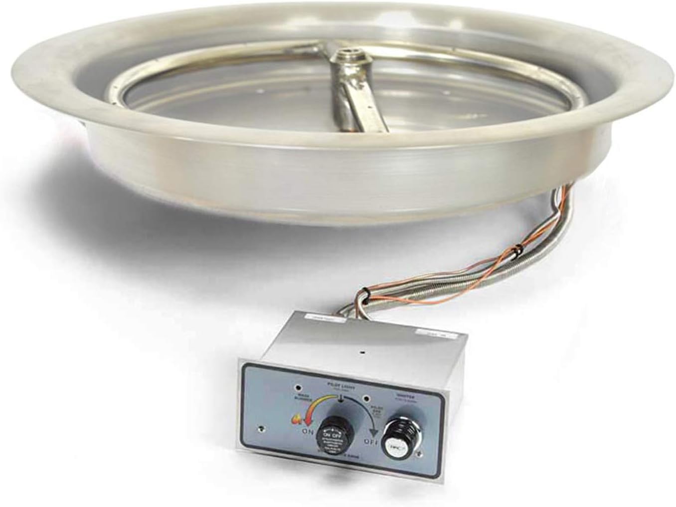 HPC Fire Push Button Flame Sensing Fire Pit Burner Kit (FPPK13-FLEX-LP), 13-Inch Bowl Pan, Propane Gas, UL Listed