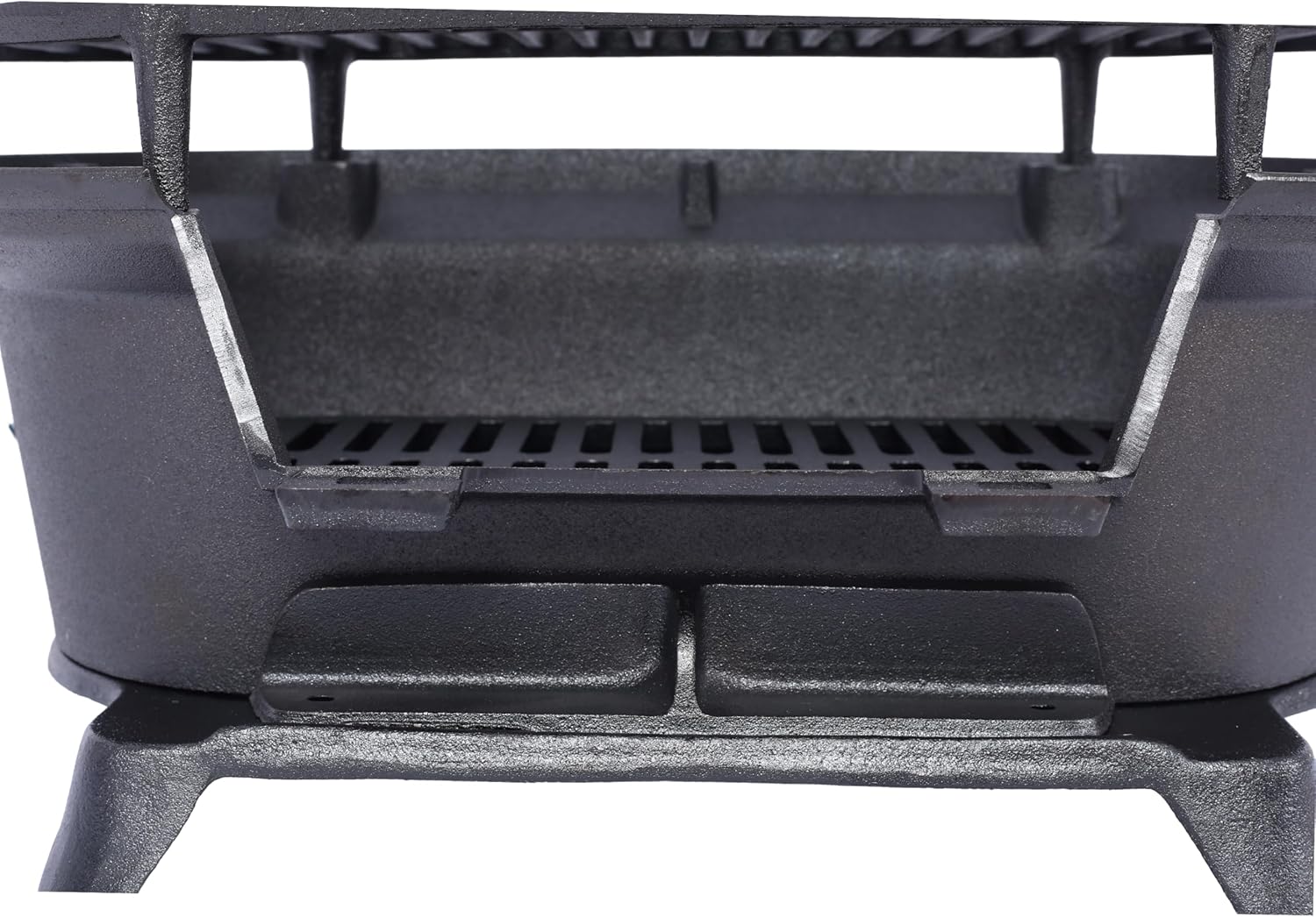 Oval Cast Iron Grill Outdoor, Portable Charcoal Grill and Tabletop Skillet - 100% Cast Iron, Enameled, Durable, Small Charcoal Grill, Camping Stove, Hibachi Grill (BLACK2)