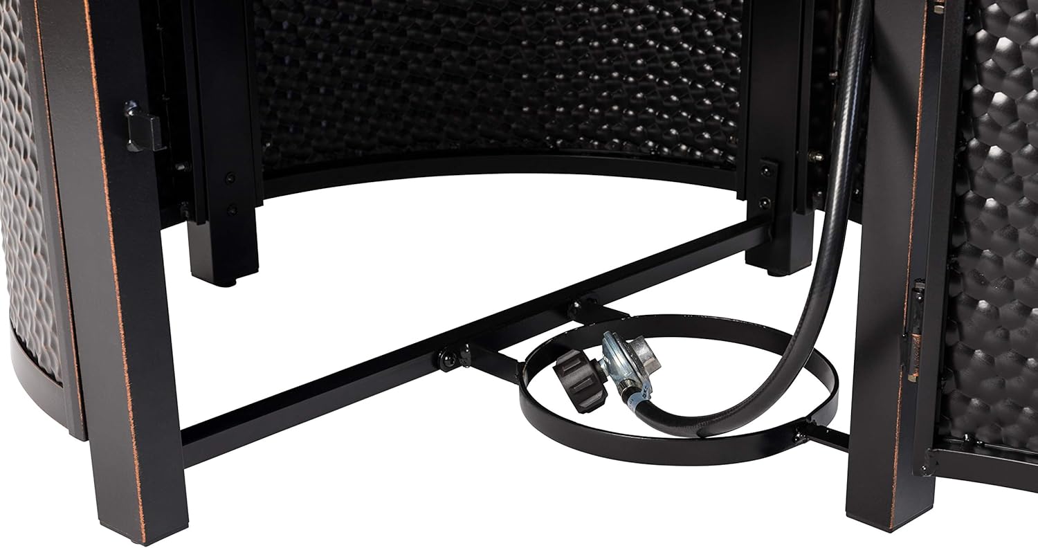 Fire Sense 62360 Briarwood Hammered Aluminum Convertible Gas Fire Pit Table 55,000 BTU Multi-Functional Outdoor with Fire Bowl Lid, Nylon Weather Cover & Clear Fire Glass- Bronze Finish - Round - 44