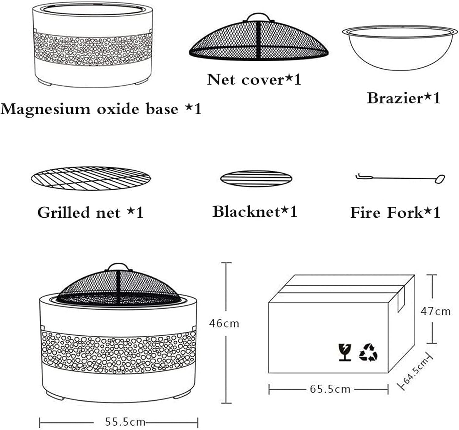 Outdoor Fire Pit Table Garden Fire Pit Heaters & Fire Pits Barbecue/Fire Pit Wood Burning Fire Pit Grill Bowl with Grill Grate