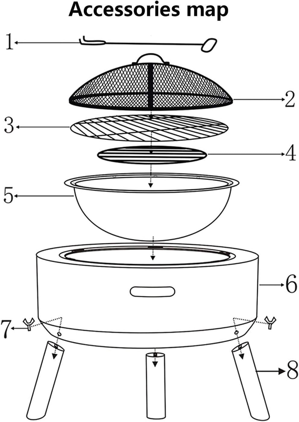 Outdoor Fire Pits Fire Bowl,Magnesia Barbecue Grill,Used for Outdoor Garden Fire Pit Heating/Barbecuing,Garden Terrace Brazier and Patio Stove,Black/White