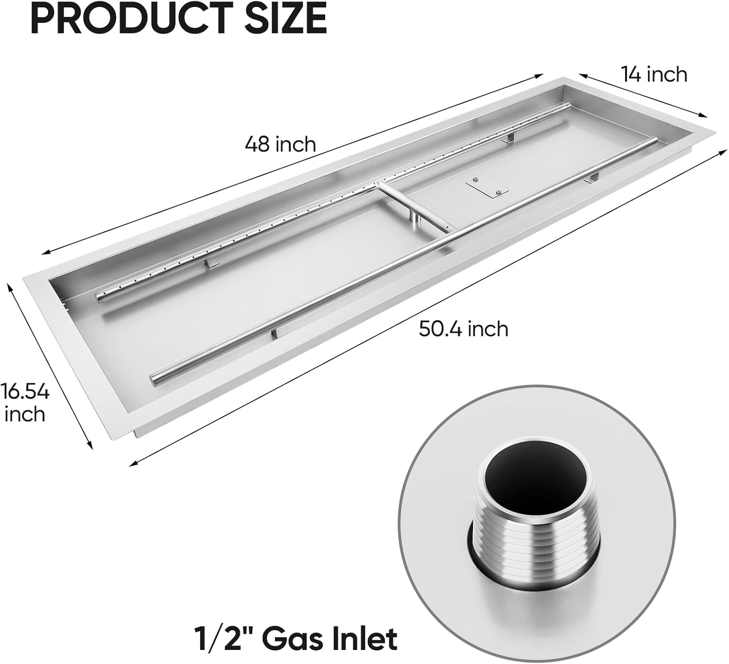 FAHKNS Rectangular Drop-in Fire Pit Pan Kit, 48