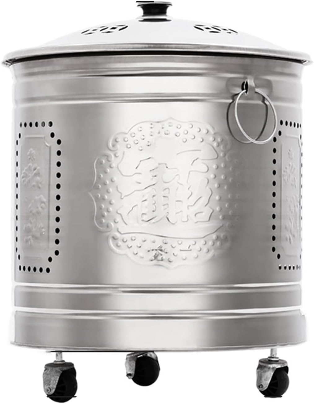 Garden Incinerator with Wheels, Stainless Steel Burn Barrel for Outside, Fire Pit for Yard and Patio