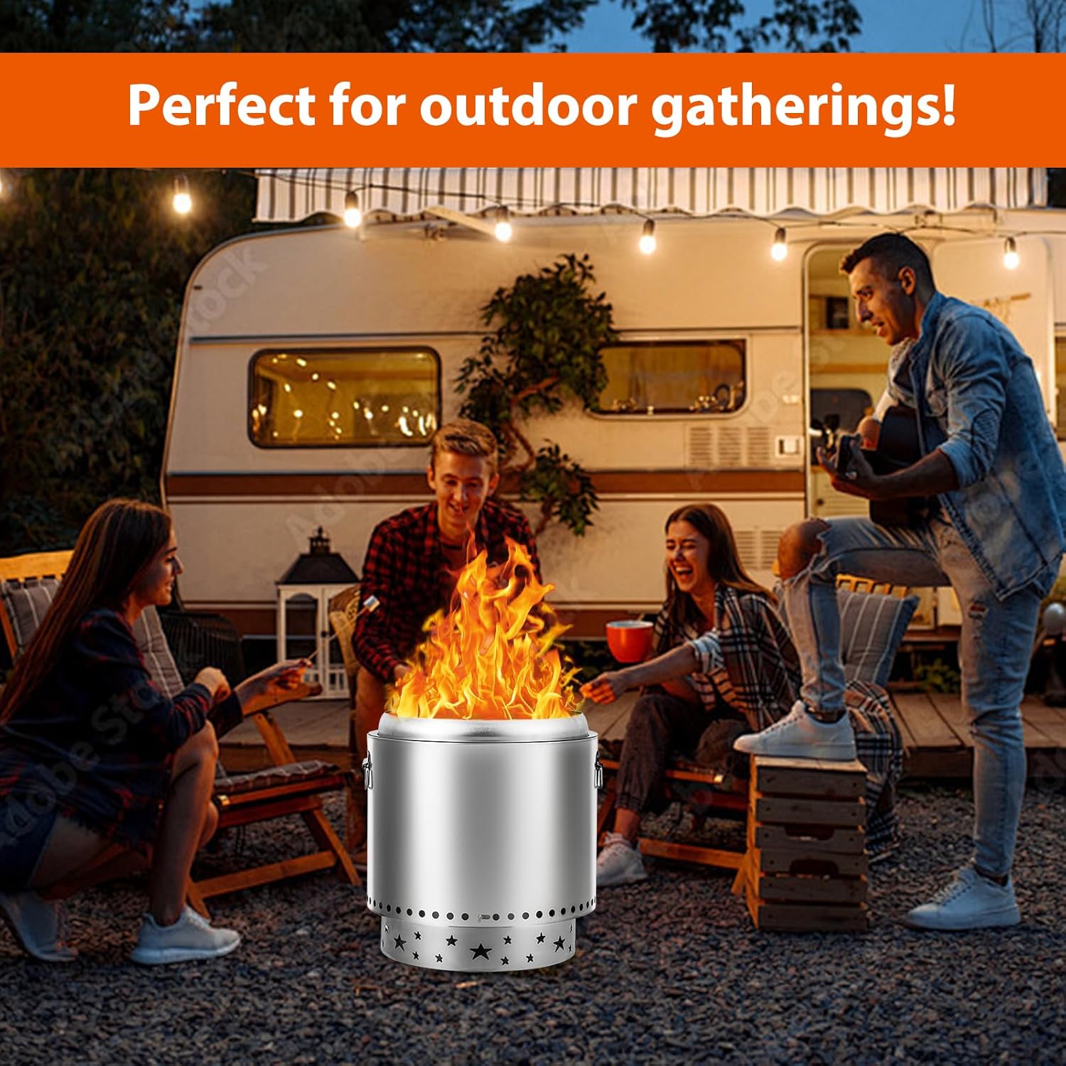 Smokeless Fire Pit, 27” Stainless Steel Outdoor Smokeless Firepit, Portable Smokeless Firepit for Outside Patio Camping