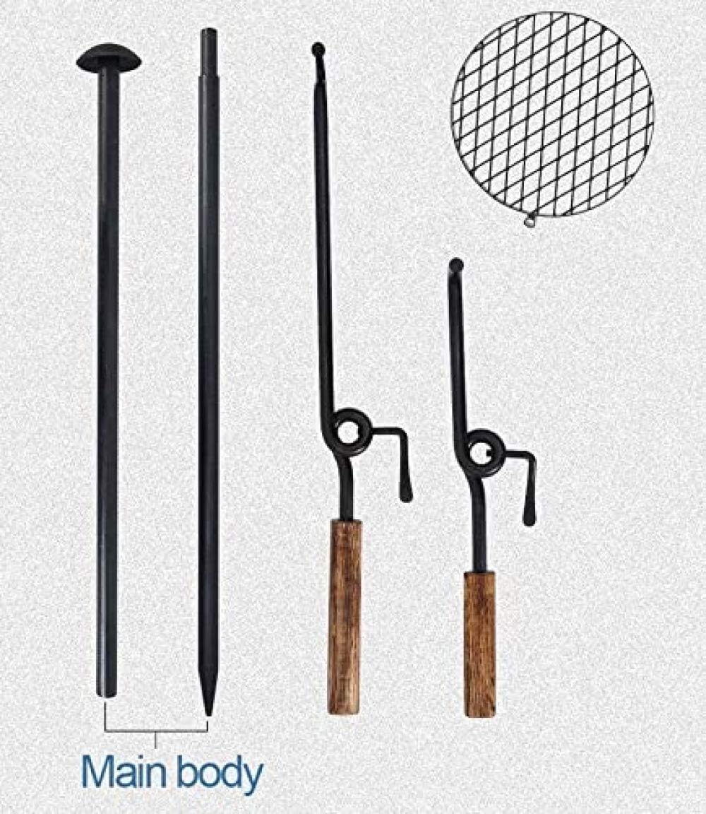 Barbecue,Cast Iron Firepit Grill,Outdoor Adjustable Fire Pit BBQ Grilling,for Camping Barbecue