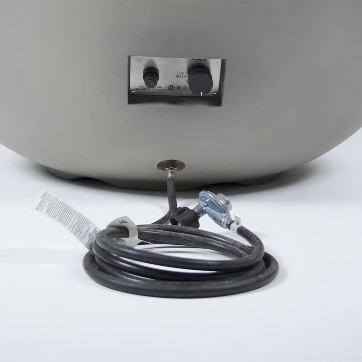 Lunar Bowl Fire Pit Light Grey Propane Gas Fire Bowl Modern Outdoor Concrete Fire Table with Lava Rocks & Weather-Resistant Finish Patio Heating & Décor