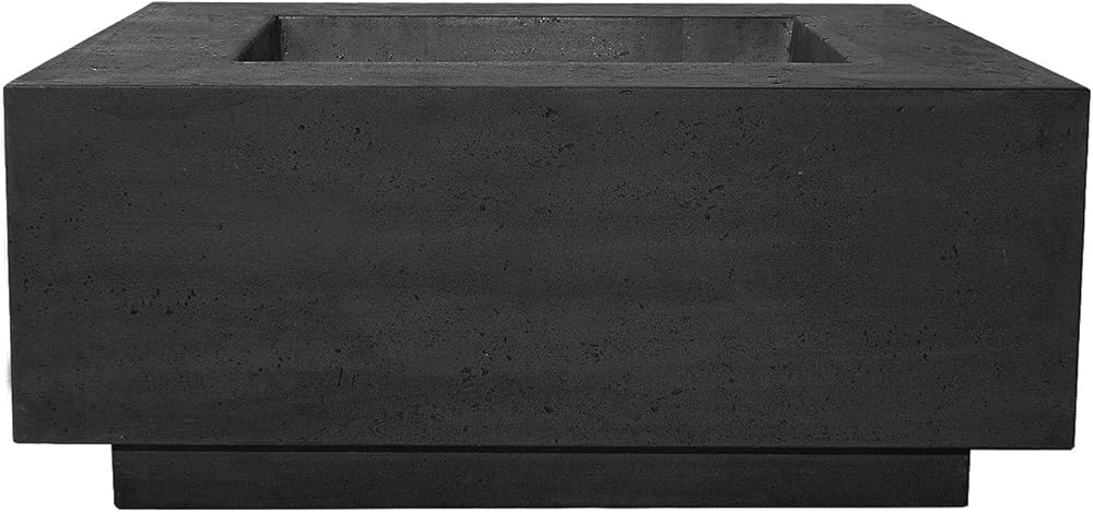 Prism Hardscapes Tavola 42 Concrete Gas Fire Pit (PH-427-2LP), Propane, Ebony, 42x42-Inch