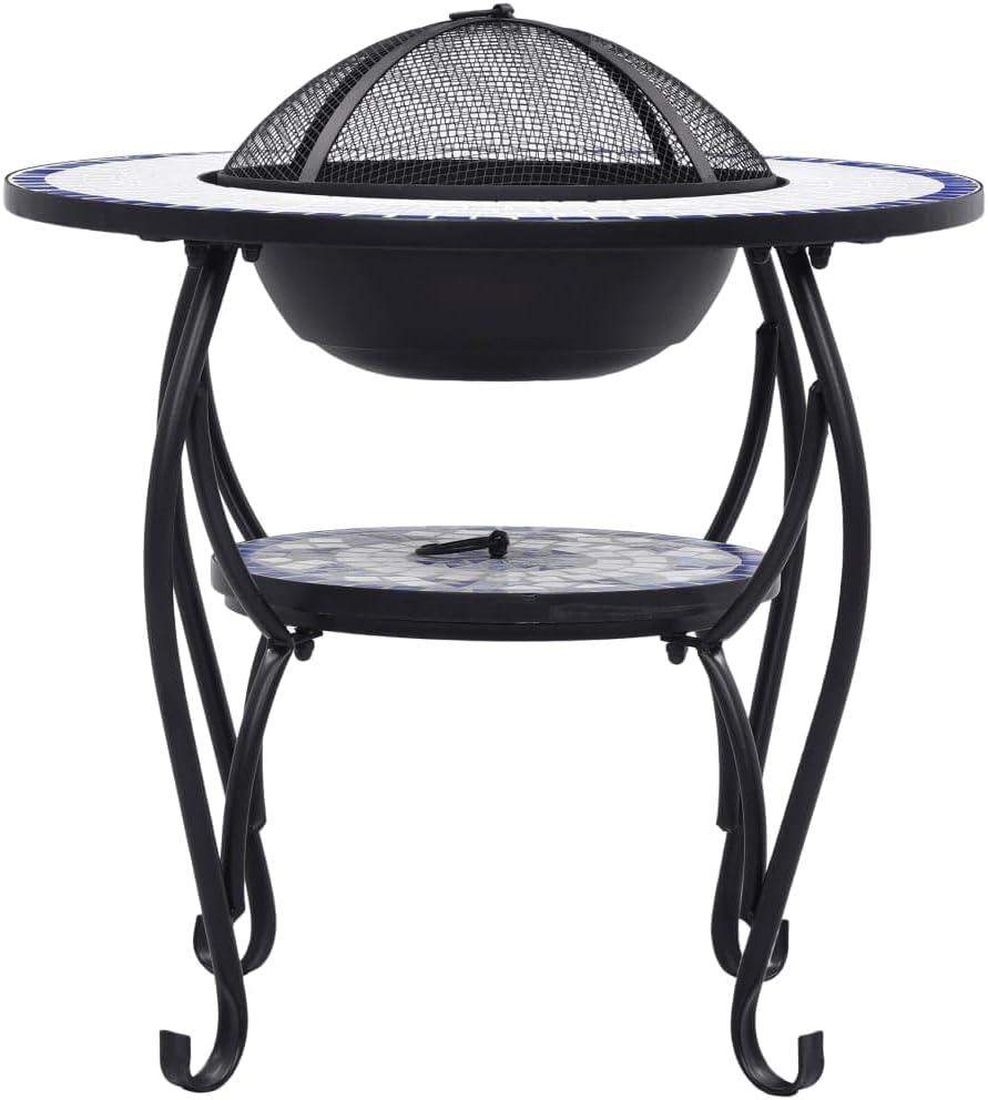 Mosaic Fire Pit Table Blue and White 26.8