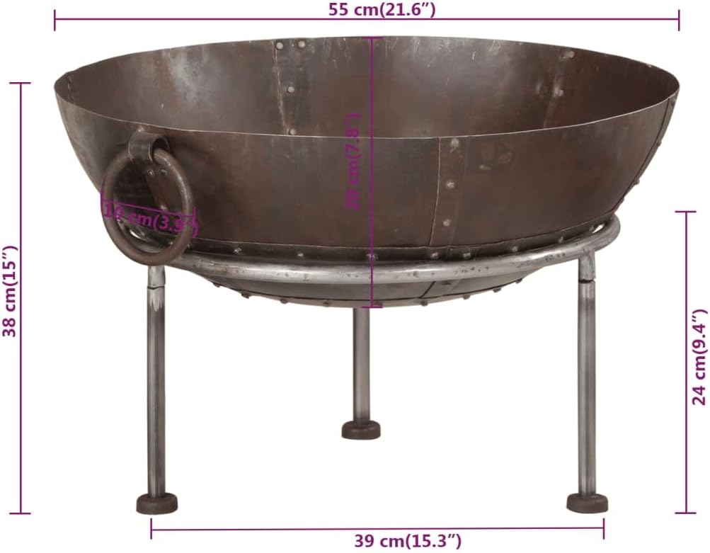 vidaXL Fire Pit 21.7x21.7x15.0 Iron
