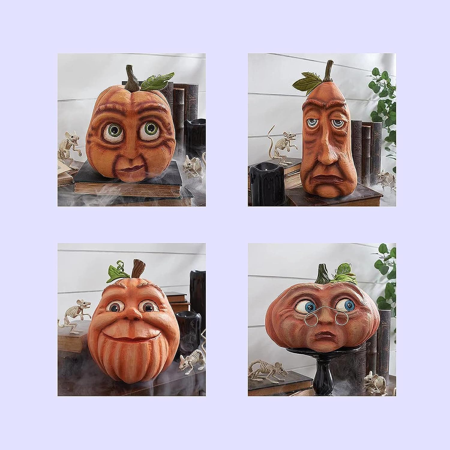 Expressive Pumpkin Family Reign Ornaments Lantern Venue Decoration Props Face Decoration for Haunted House Bar Party (6 Pieces)