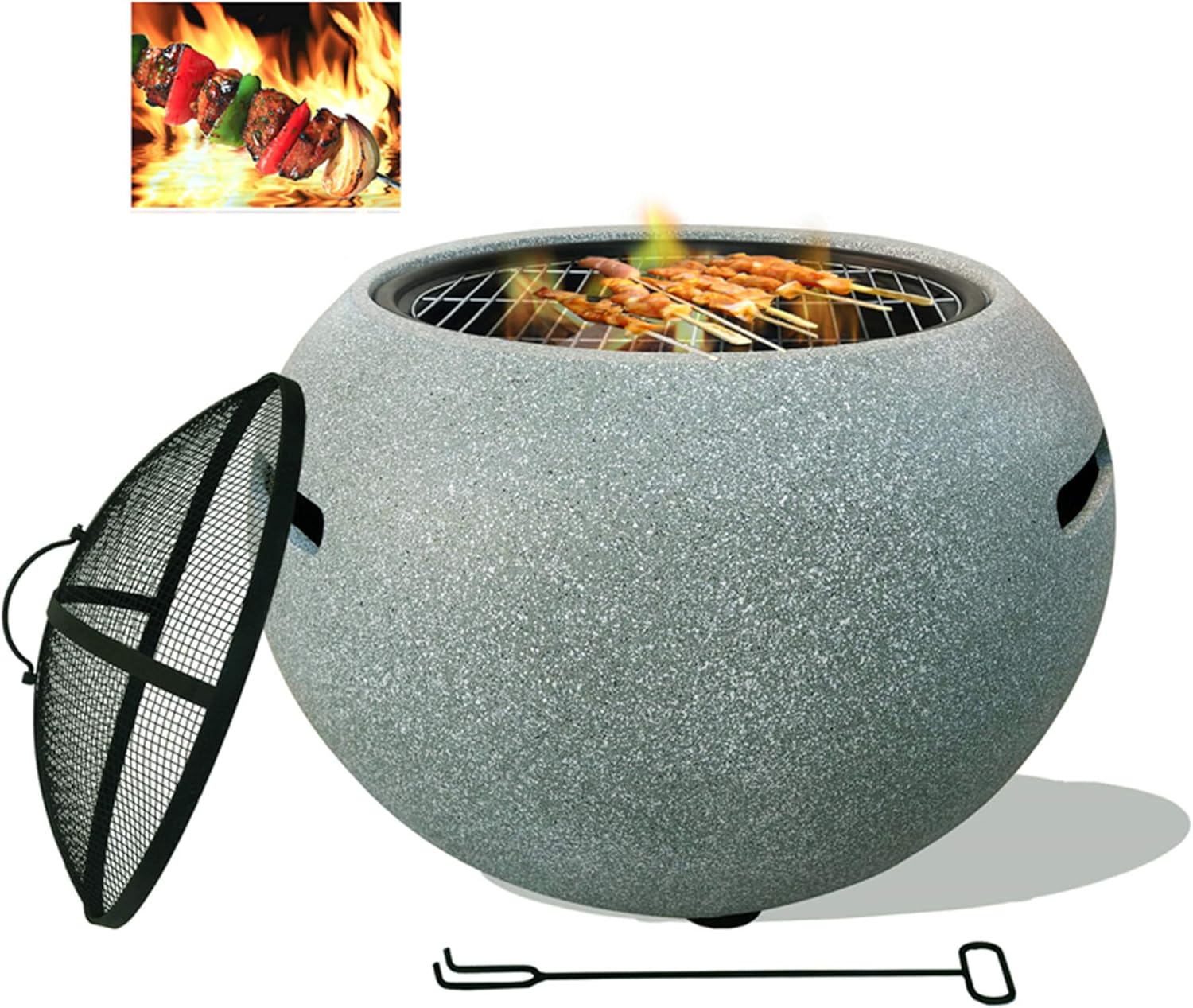 Safety Certification Wood Burning Barbecues Grills Garden Fire Pit BBQ Grill Big Fire Bowl Barbeque Grill Charcoal Barbecues Grills for Grilling & Campfire & Cooking