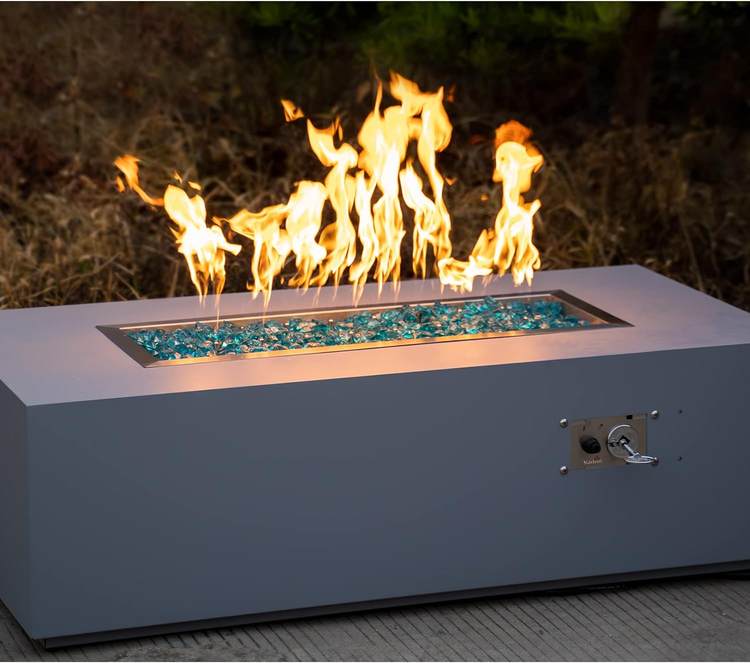 Stanbroil 30 x 10 Inch Upgrade Rectangle Fire Pit Pan with Jet Burner,304 Stainless Steel Natural & Propane Gas Firepits for Outside,High Flame,125,000 BTU Max