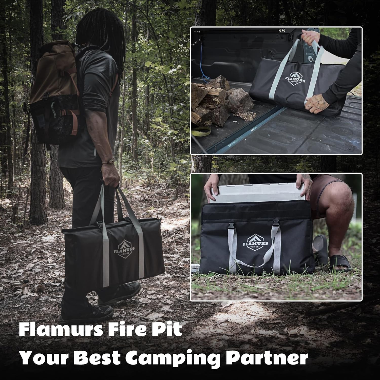 20-Inch Smokeless Fire Pits for Outdoor - Portable & Easy to Assemble - Stainless Steel FirePit with Grill, Removable Ash Pan & Carry Bag. Ideal for Camping Backyard, Patio Garden Picnic BBQ