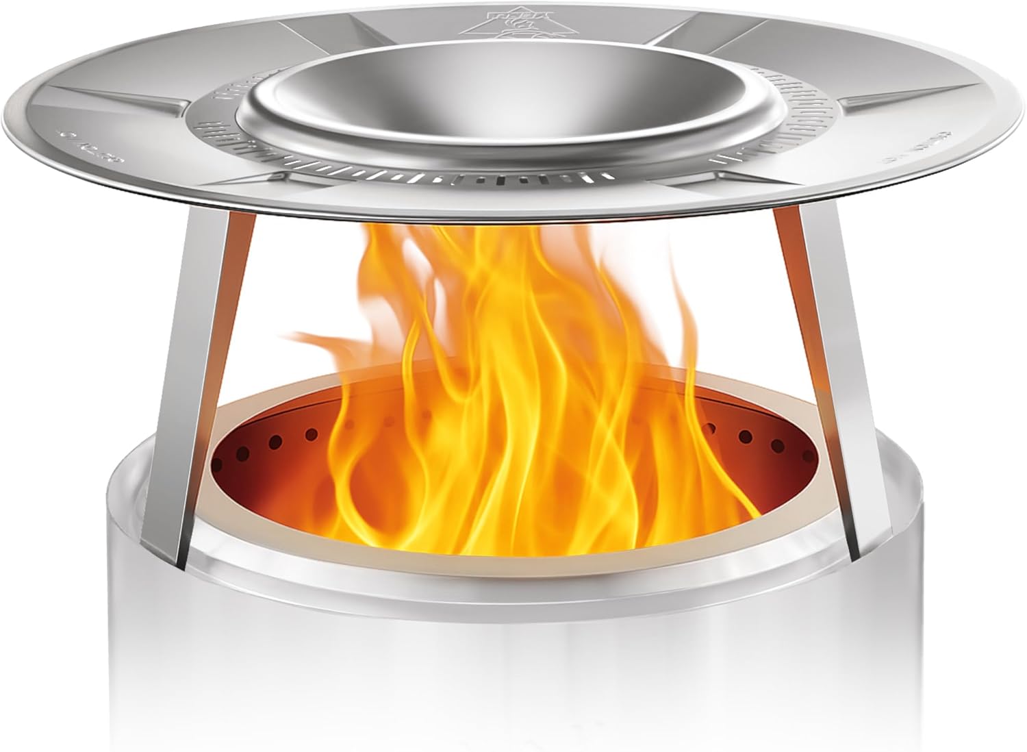 Heat Deflector for Solo Stove Bonfire: Portable 304 Stainless Steel Bonfire Heat Deflector - Fire Pit Heat Diffuser for Solo Stove Accessories Easy to Install & Remove Detachable Legs - 24.5 x 12 in