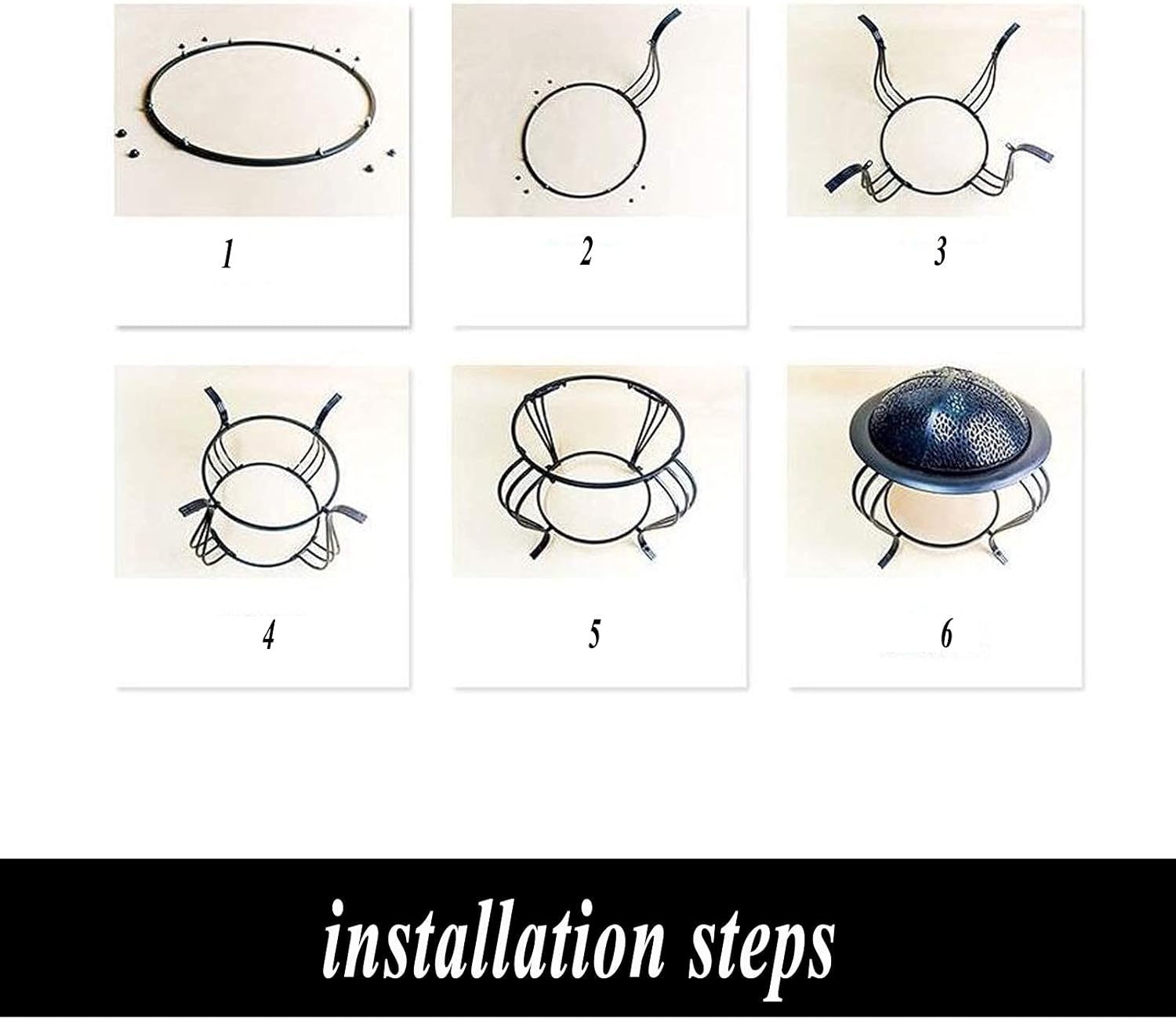 Outdoor Fire Pit, Garden Patio Heater Charcoal Log Wood Burner, Steel Fire Bowl for BBQ Camping Picnic,Black-43 * 39.5 * 39.5cm